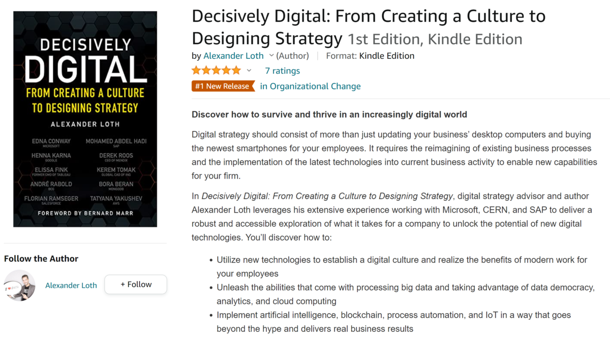 Decisively Digital is the #1 New Release in Organizational Change on Amazon