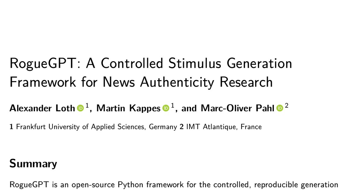 RogueGPT Is Published in the Journal of Open Source Software